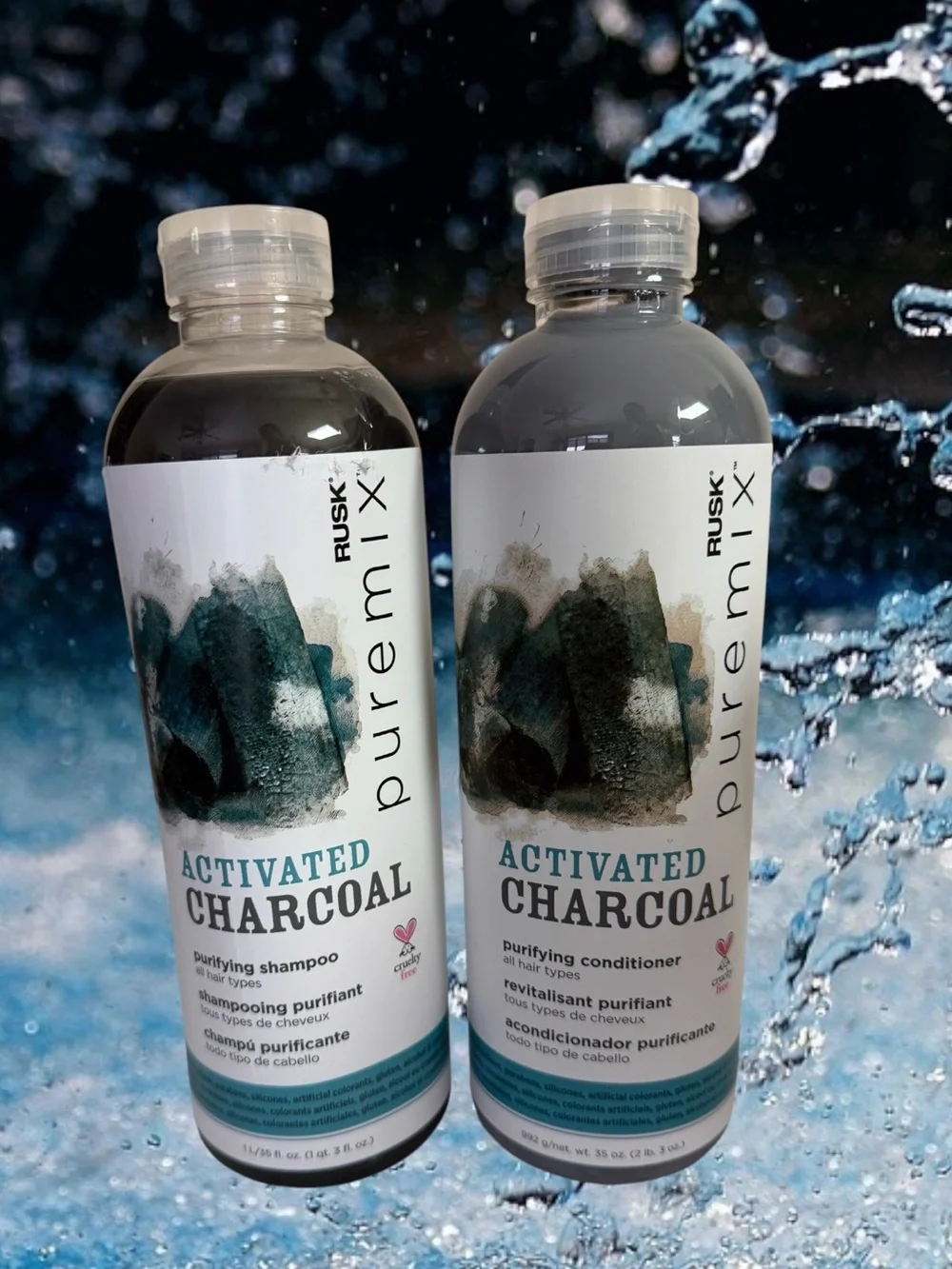 Rusk Activated Charcoal Shampoo & Conditioner Bundle 35oz Bottles